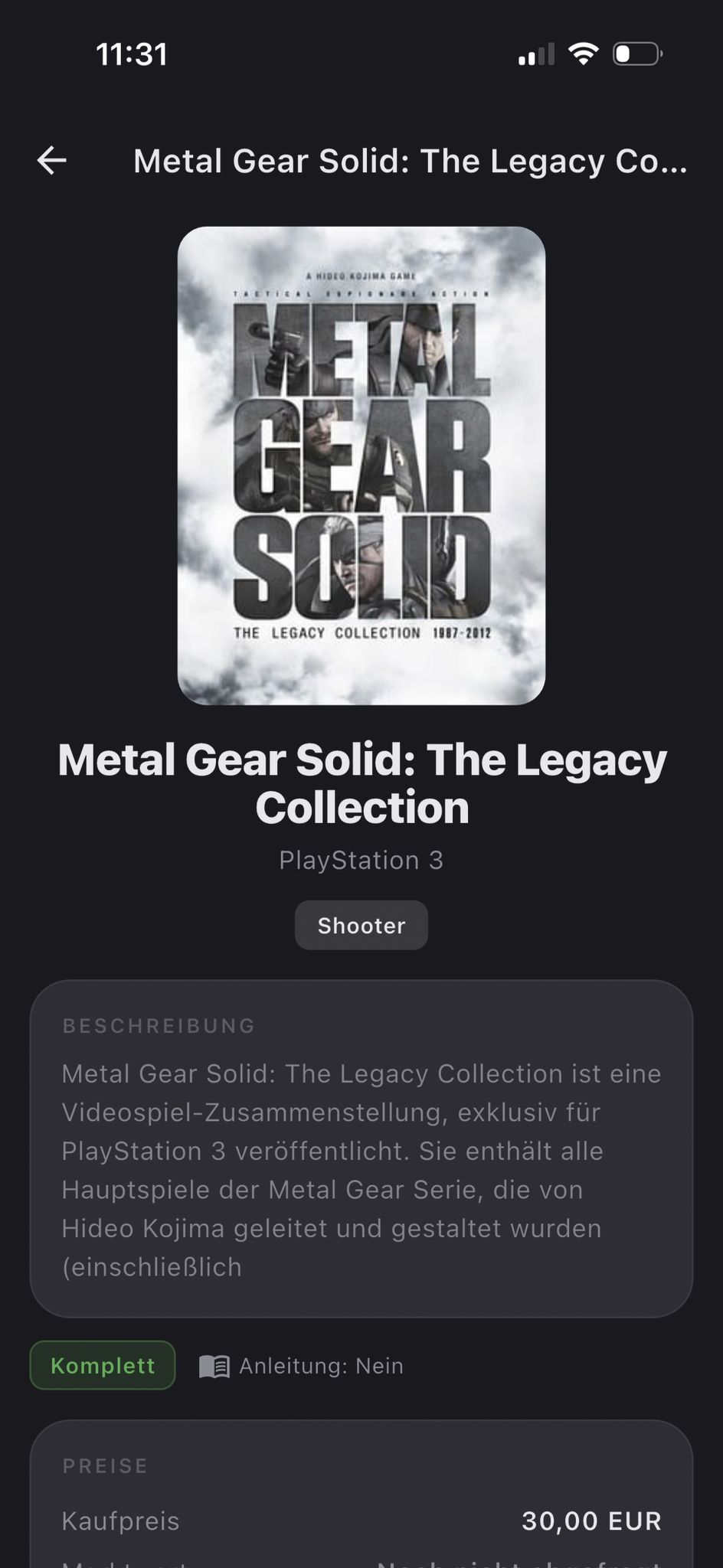 Mintro Spiel-Details